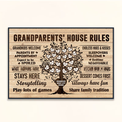 Grandparents House Rules - Personalized Poster/Wrapped Canvas - Birthday & Christmas Gift For Grandma Grandpa