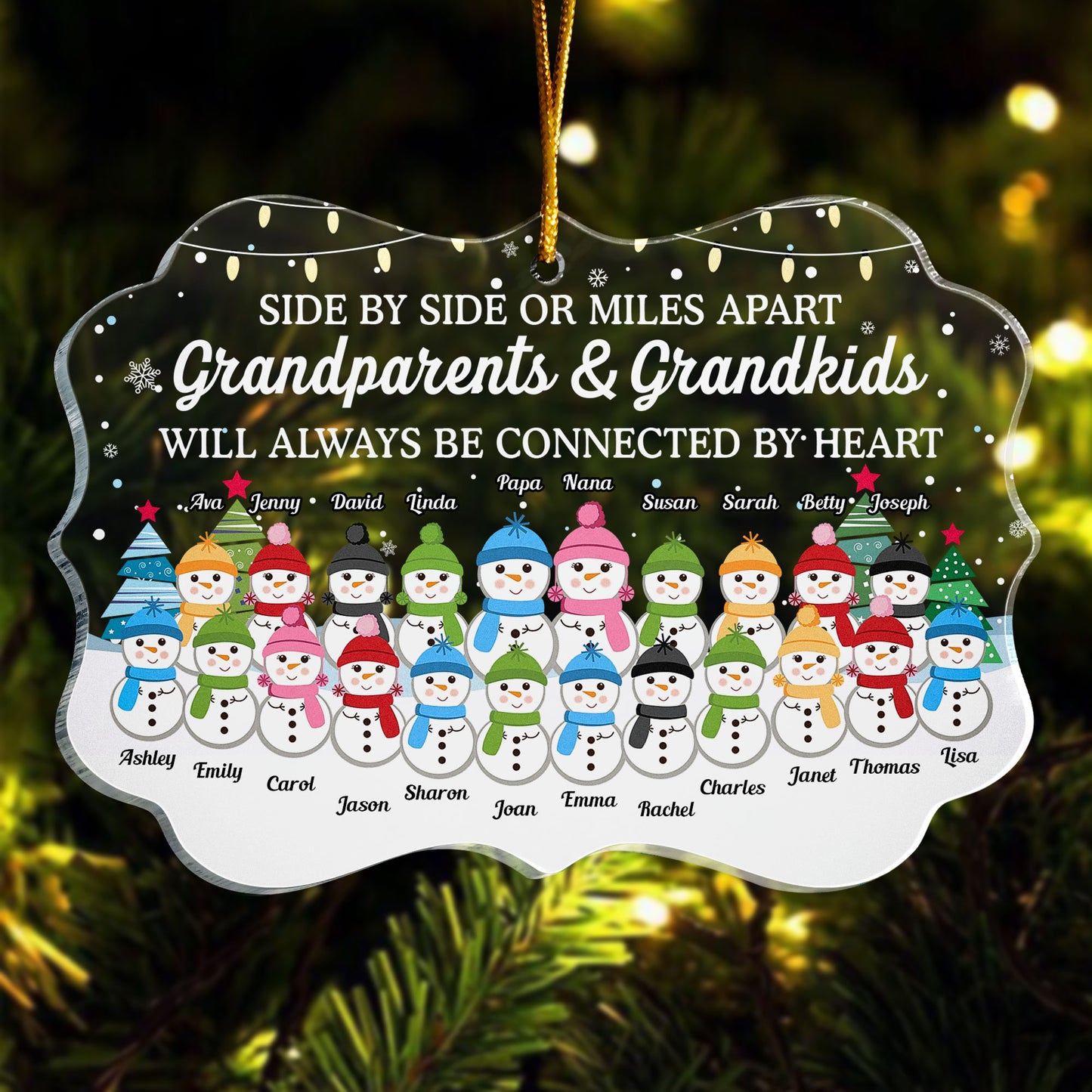 Grandparents & Grandkids - Always Be Connected By Heart - Personalized Acrylic Ornament