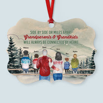 Grandparents & Grandkids Will Always Be Connected By Heart - Personalized Aluminum/ Wood Ornament
