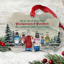 Grandparents & Grandkids Will Always Be Connected By Heart - Personalized Aluminum/ Wood Ornament