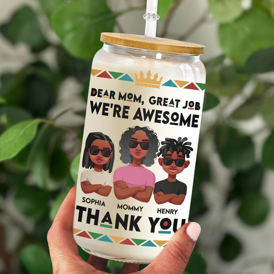 Great Job Mom. Thank You! - Personalized Clear Glass Can