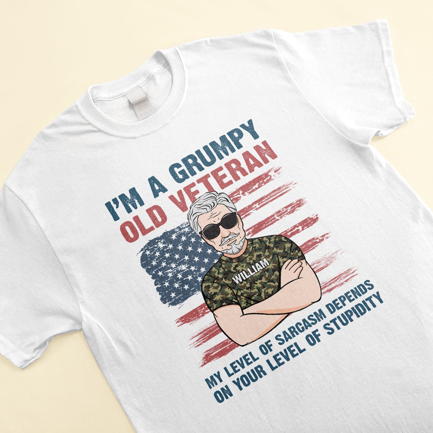 Grumpy Old Veteran - Personalized Shirt - Fathers Day Gift For Veteran Dad, Papa, Grandpa