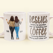 Here's To Another Year Of Bonding Over Coffee - Personalized Mug - Birthday, New Year Gift For Besties, Soul Sisters, Sistas, BFF, Friends - Leopard Pattern Jacket Women