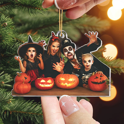 Halloween Happy Family - Personalized Acrylic Photo Ornament, Halloween Ornament