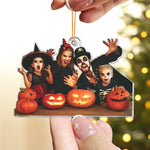 Halloween Happy Family - Personalized Acrylic Photo Ornament, Halloween Ornament
