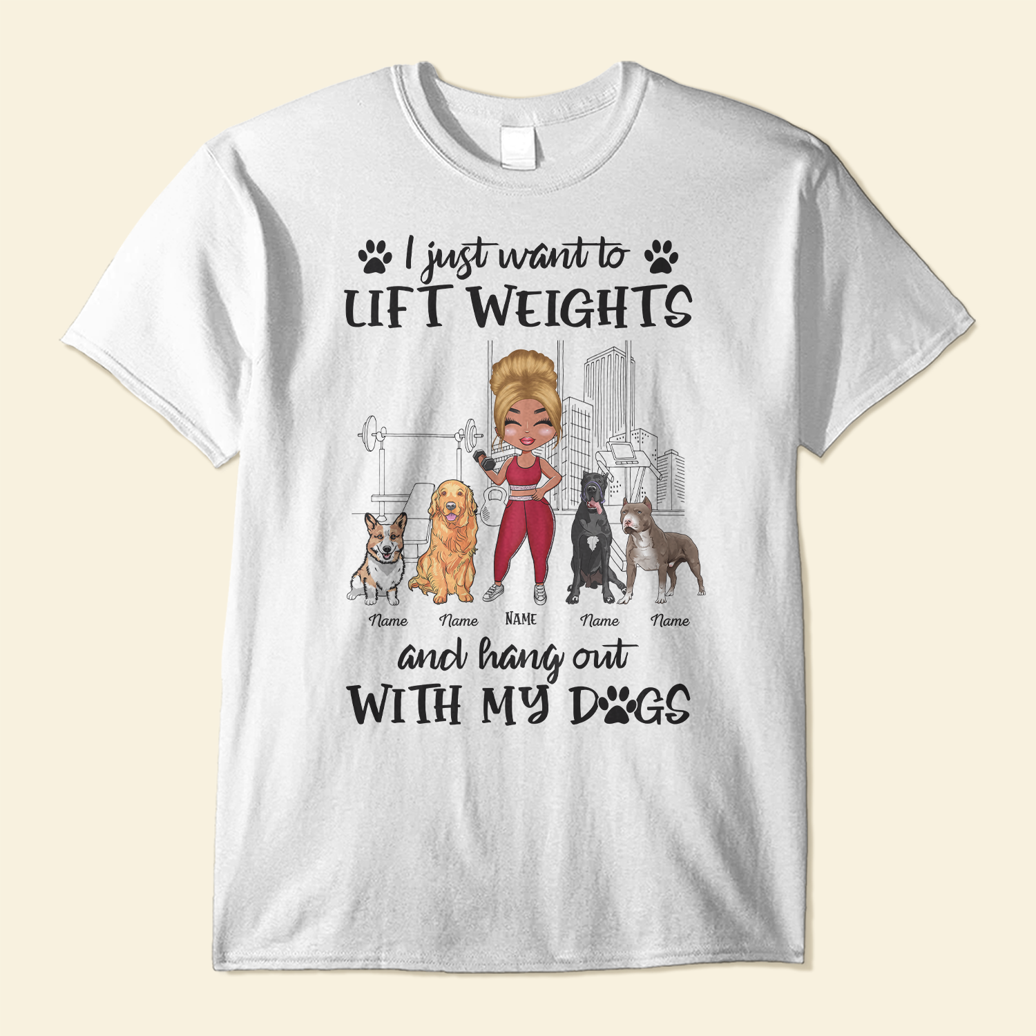 Hang Out With My Dogs - Personalized Shirt - Gift For Gymer - Chibi Fitness Girl