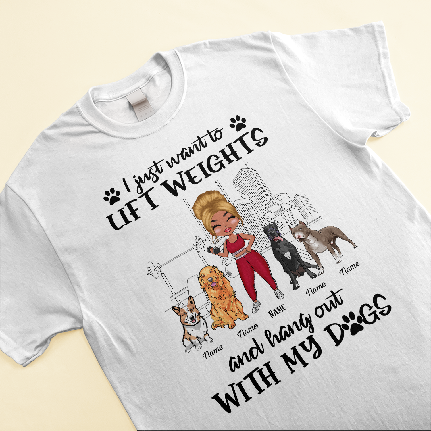 Hang Out With My Dogs - Personalized Shirt - Gift For Gymer - Chibi Fitness Girl
