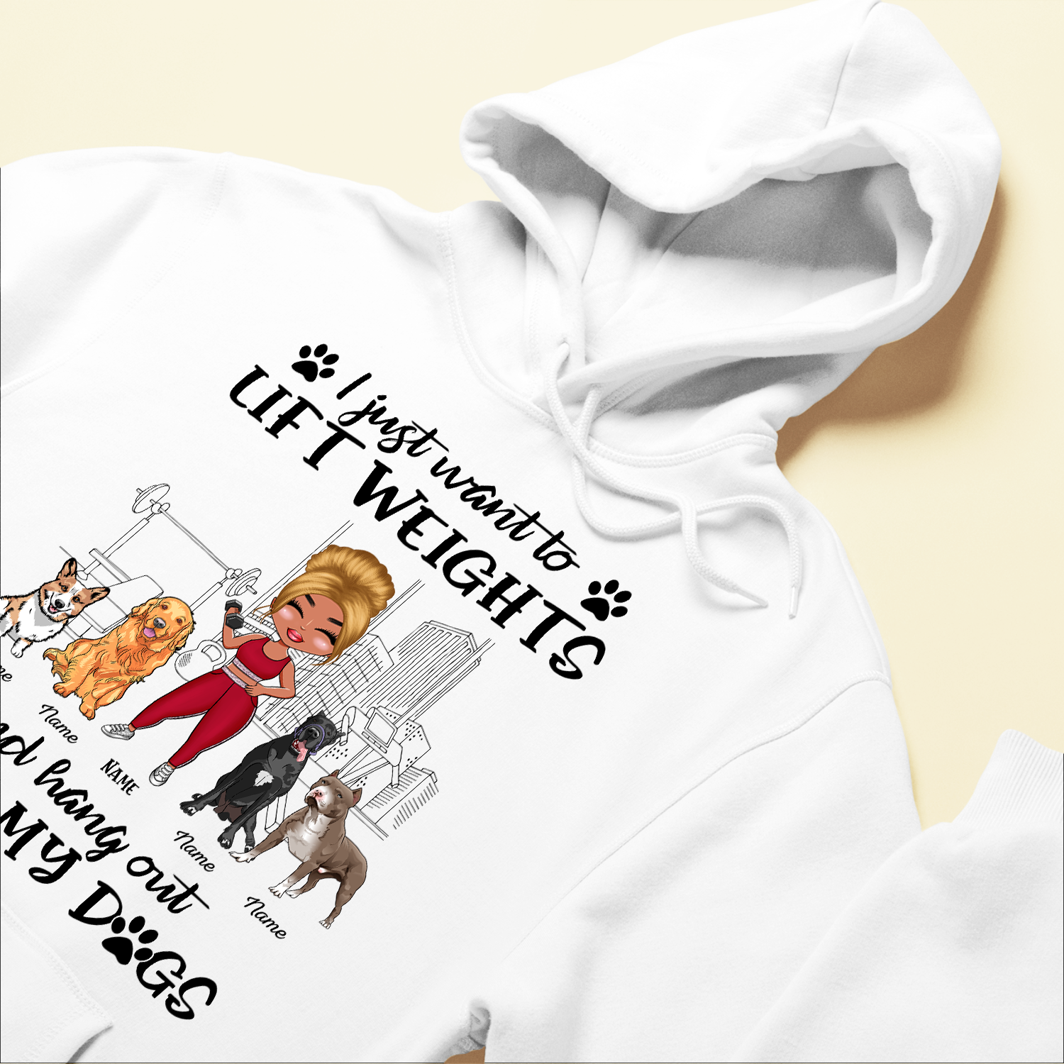 Hang Out With My Dogs - Personalized Shirt - Gift For Gymer - Chibi Fitness Girl