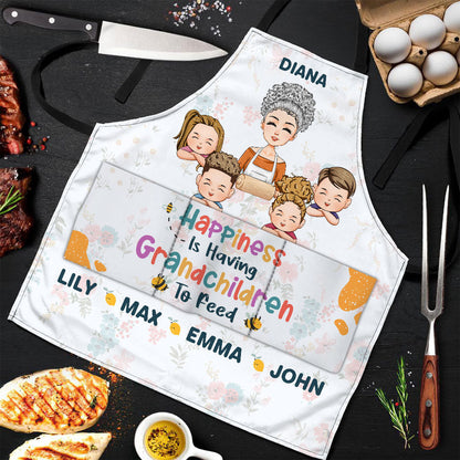 Happiness Is Having Grandchildren To Feed - Personalized Apron