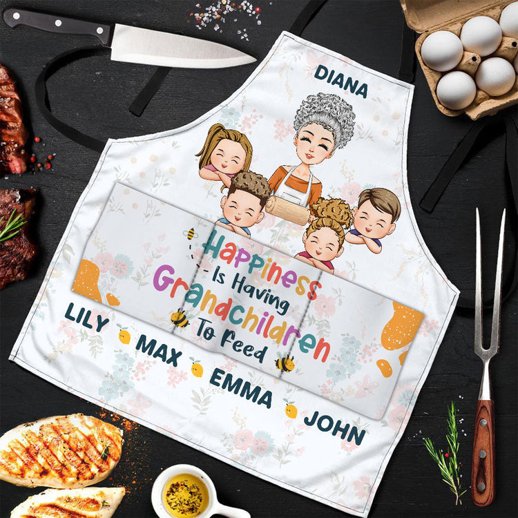Happiness Is Having Grandchildren To Feed - Personalized Apron