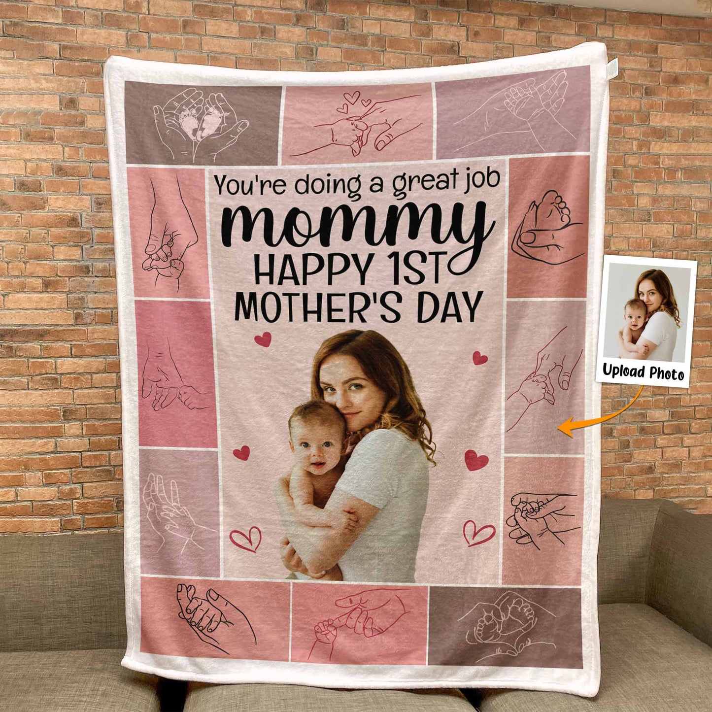 Happy 1St Mother's Day - Personalized Photo Blanket