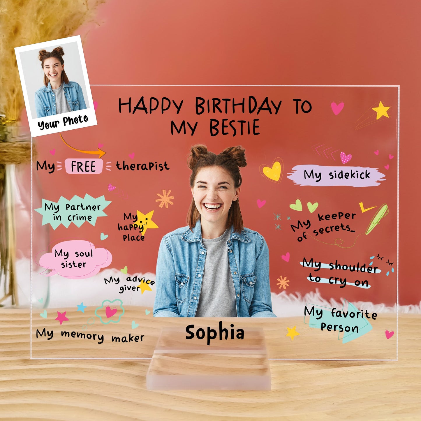 Happy Birthday To My Bestie Birthday Gift - Personalized Acrylic Photo Plaque
