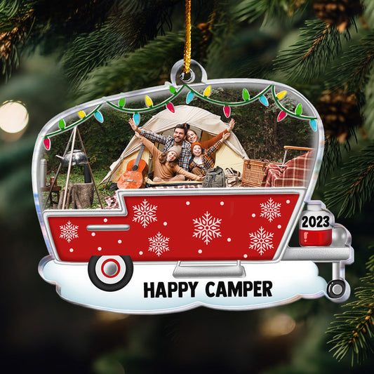 Happy Camper - Personalized Acrylic Photo Ornament