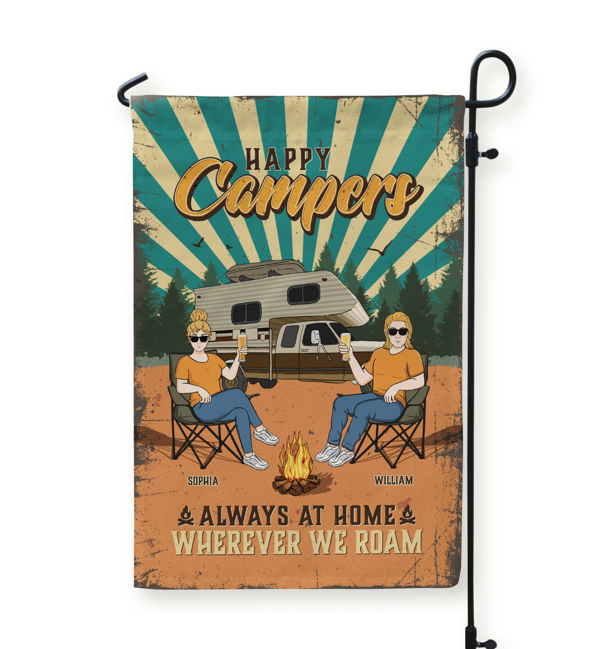 Happy Camper - Personalized Flag - Gift For Camping Lover, Camper