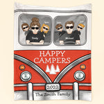 Happy Campers - Personalized Blanket - Birthday, Camping Gift For Family Members, Campers