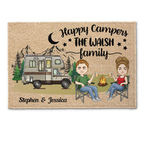 Happy Campers - Personalized Doormat - Birthday, Funny Gift For Family, Camping Lovers