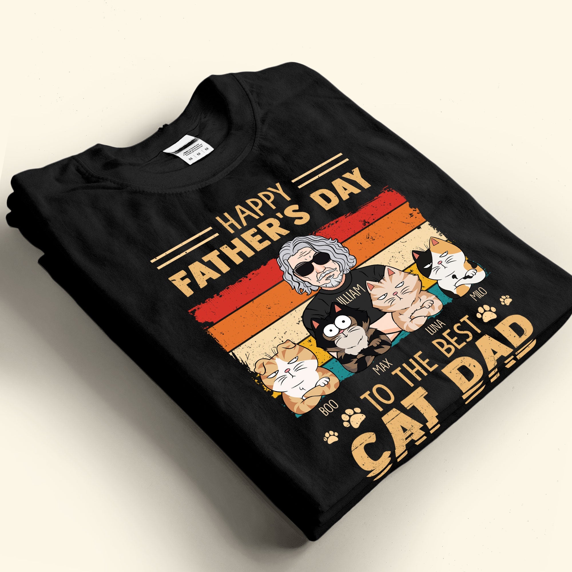 Happy Father s Day To The Best Cat Dad Personalized Shirt Macorner