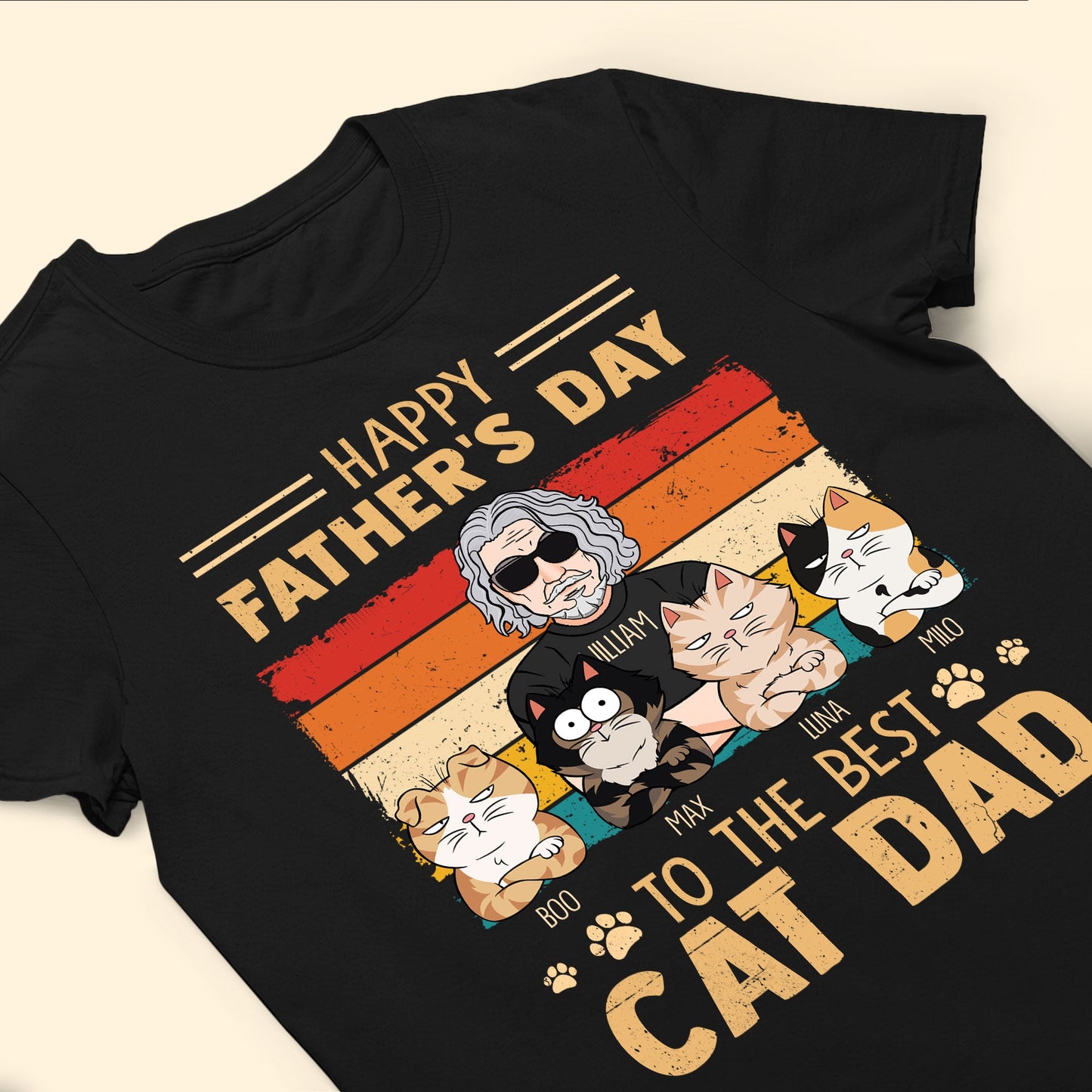 Happy Father's Day To The Best Cat Dad - Personalized Shirt