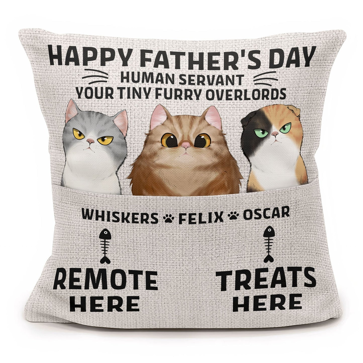 Happy Father's Day Human Servant - Personalized Pocket Pillow (Insert Included)