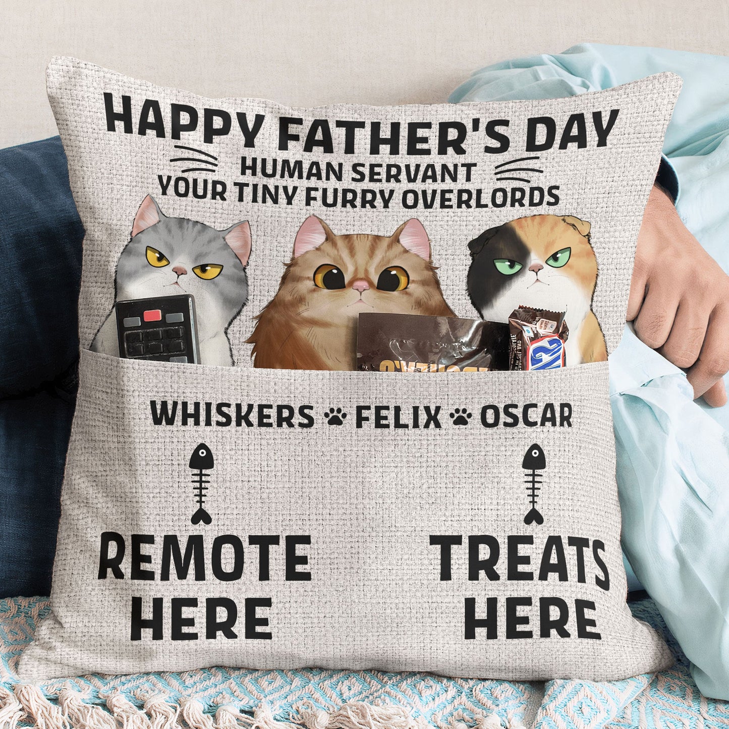 Happy Father's Day Human Servant - Personalized Pocket Pillow (Insert Included)