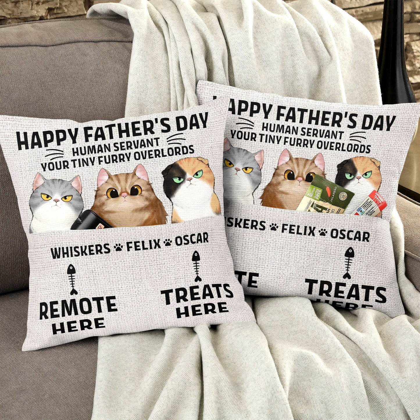 Happy Father's Day Human Servant - Personalized Pocket Pillow (Insert Included)