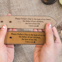 Happy Father's Day To The Man Of My Heart - Personalized Engraved Leather Belt