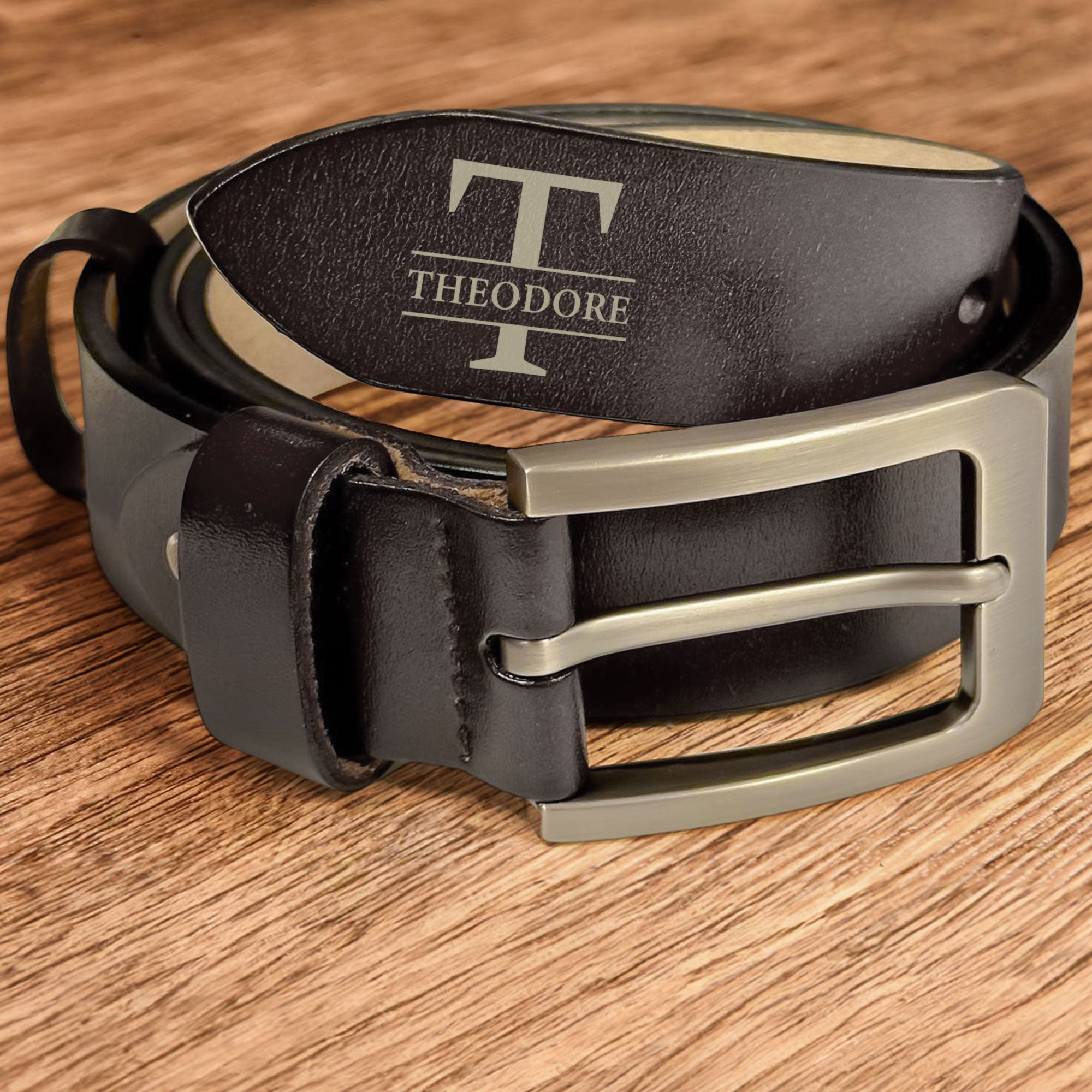 Happy First Father's Day Fist Bump Daddy And Baby - Personalized Engraved Leather Belt