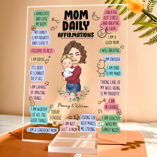 Happy First Mother's Day Mom Daily Affirmations - Personalized Acrylic Plaque