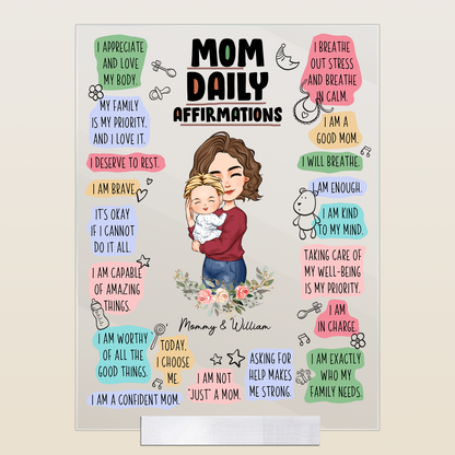 Happy First Mother's Day Mom Daily Affirmations - Personalized Acrylic Plaque