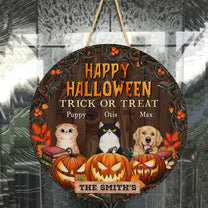 Happy Halloween - Personalized Round Wood Sign