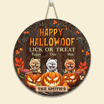 Happy Hallowoof - Personalized Round Wood Sign