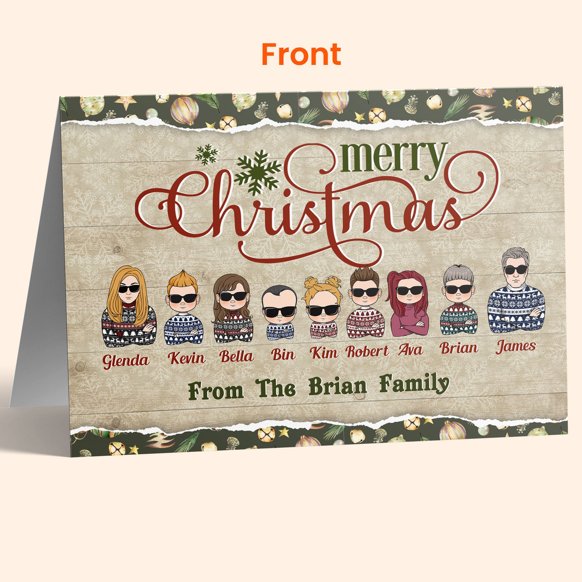 Happy Holidays - Personalized Folded Card - Christmas Gift For Family Members, Friends, Neighbors