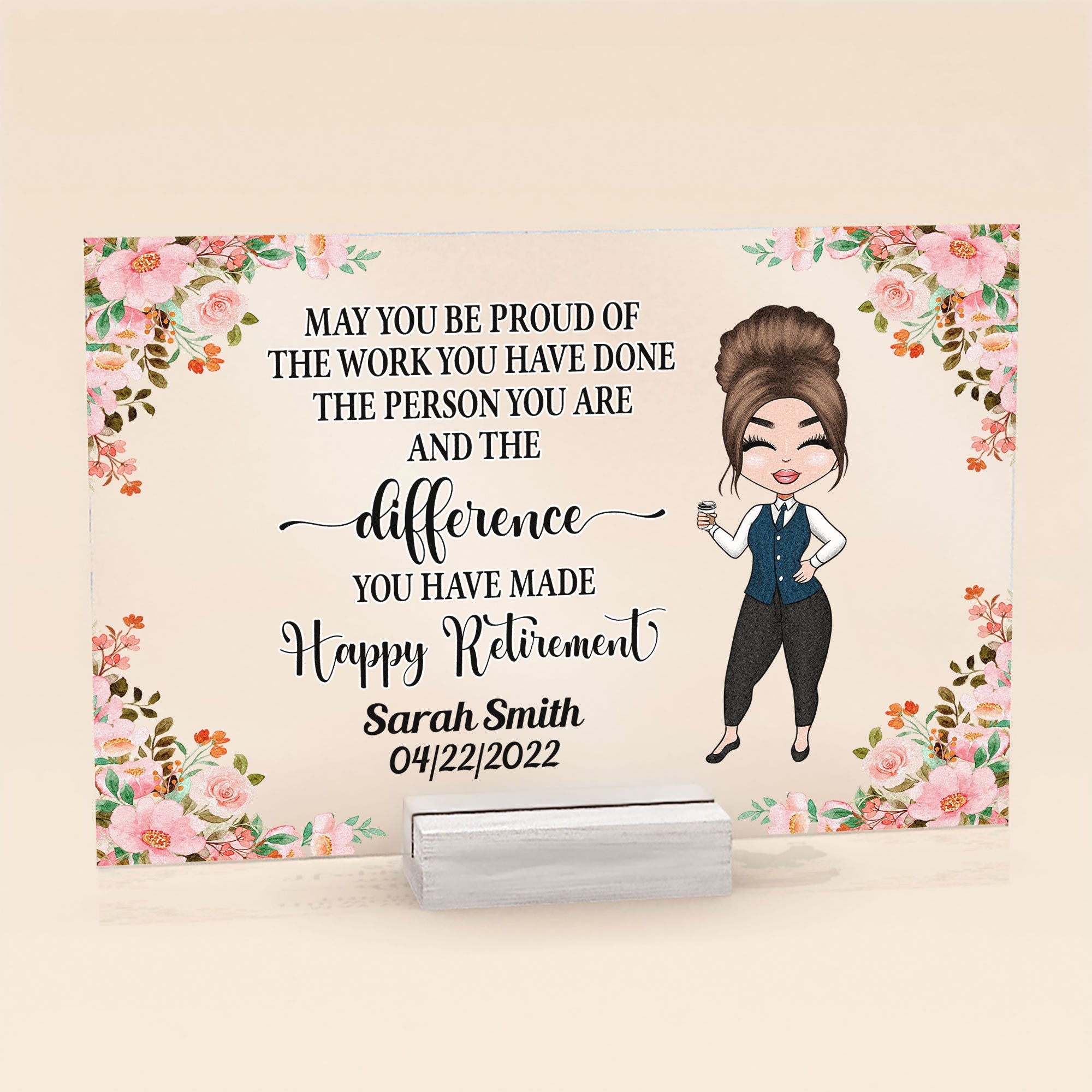 Happy Retirement - Personalized Acrylic Plaque - Retirement Gift For Boss, Colleagues ,Coworker, Teacher, Friends