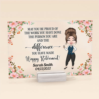Happy Retirement - Personalized Acrylic Plaque - Retirement Gift For Boss, Colleagues, Coworker, Teacher, Friends