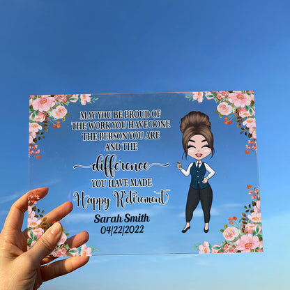 Happy Retirement - Personalized Acrylic Plaque - Retirement Gift For Boss, Colleagues ,Coworker, Teacher, Friends