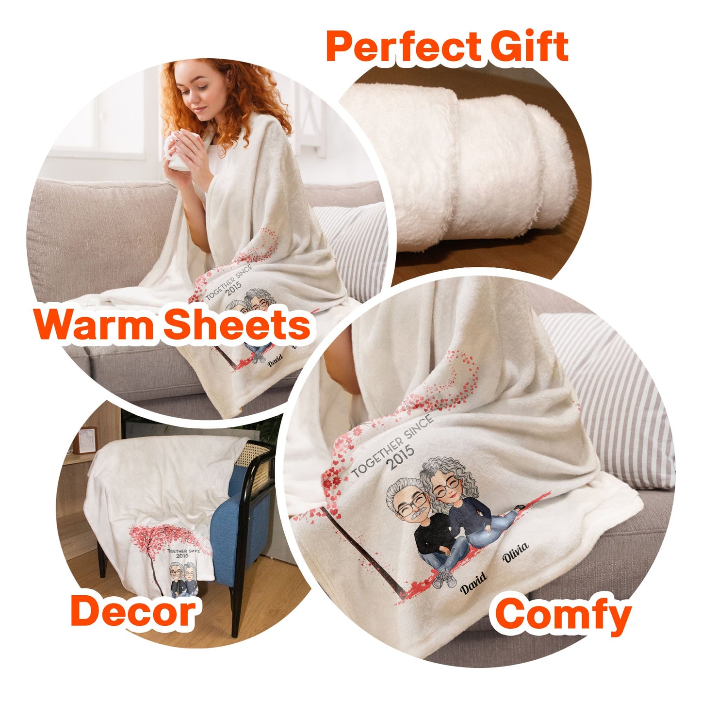 Happy Together - Personalized Blanket - Birthday Anniversary Gift For Husband, Wife, Girlfriend, Boyfriend