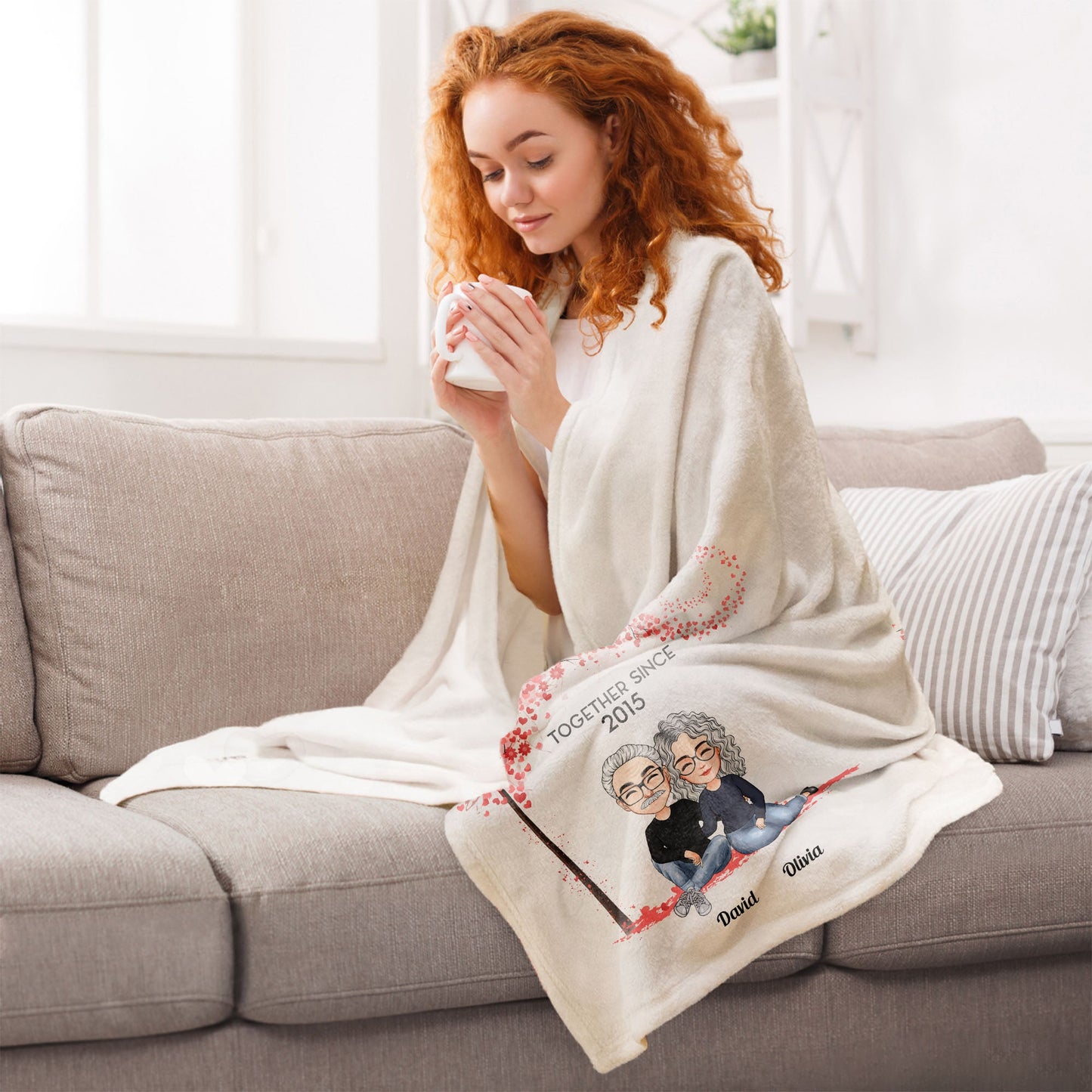 Happy Together - Personalized Blanket - Birthday Anniversary Gift For Husband, Wife, Girlfriend, Boyfriend