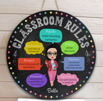 Hashtags Classroom Rules - Personalized Wood Sign - Back To School Gift For Teachers, Besties - Gift From Students, Coworkers, Colleagues