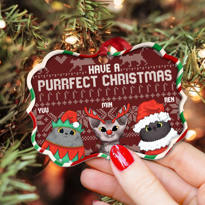 Have A Purrfect Christmas - Personalized Aluminum Ornament - Home decor, Loving, Christmas Gift For Cat Lovers, Cat Owners