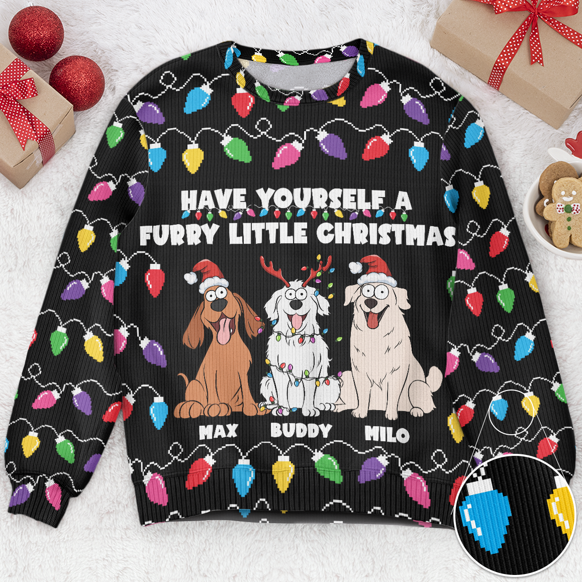 Have Yourself A Furry Little Christmas Funny Dog Lovers - Personalized Ugly Sweater