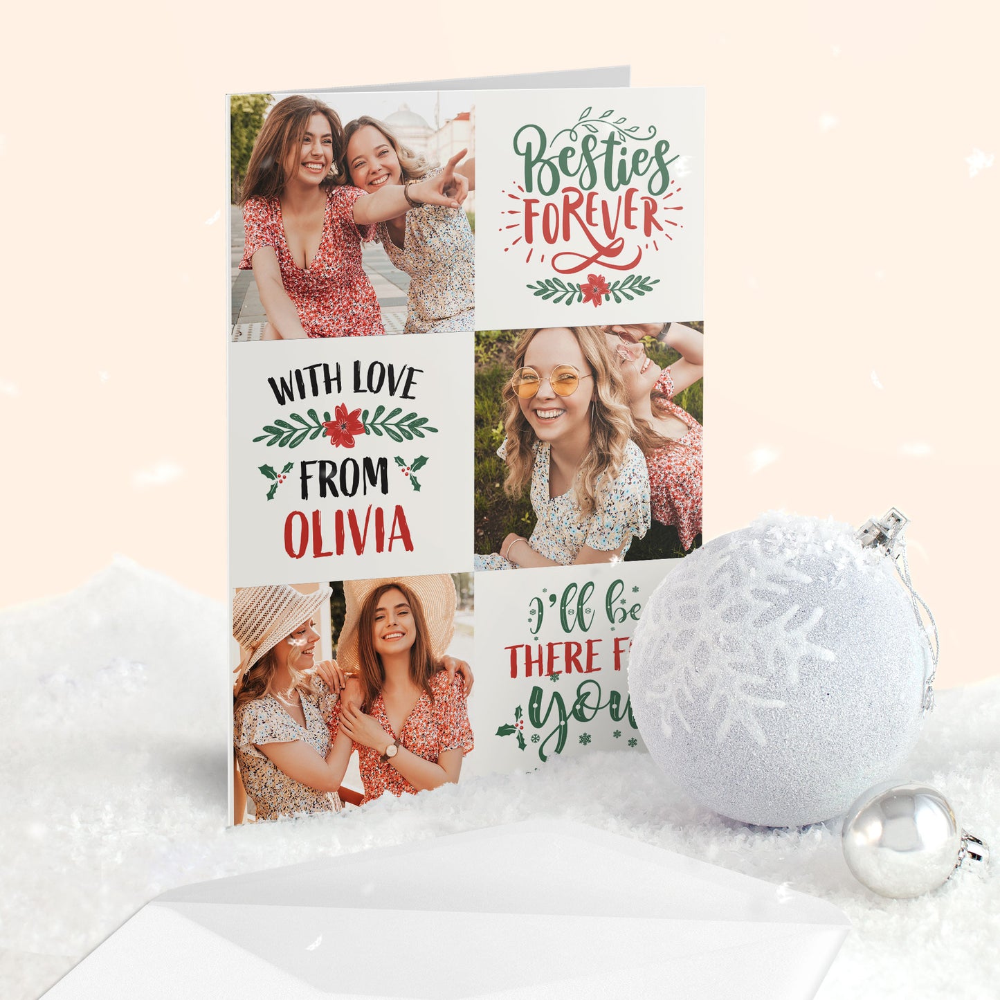 Sending Hugs And Love To You This Christmas - Personalized Folded Card - Christmas Gift For Besties, Friends, BFF
