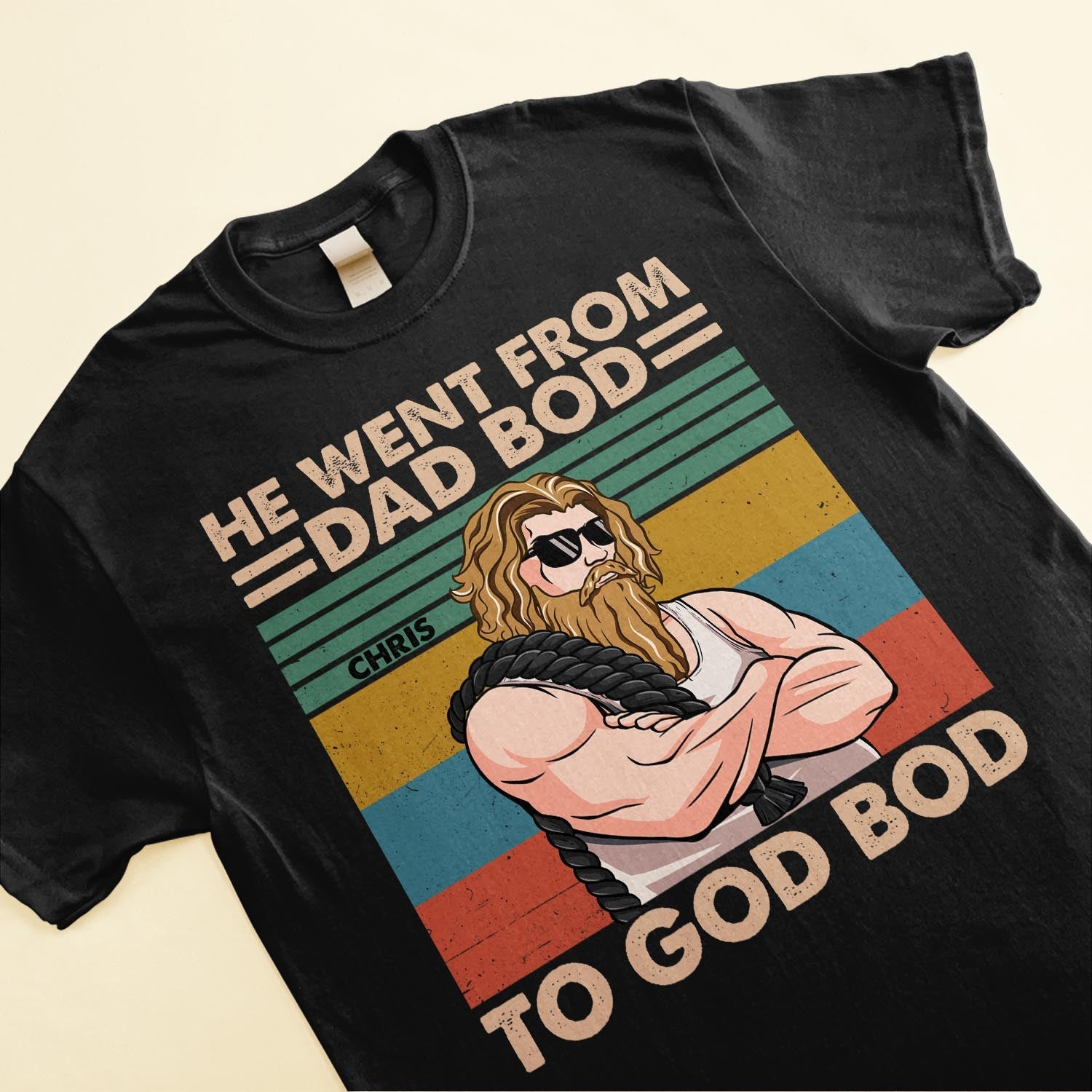 He Went From Dad Bod To God Bod - Personalized Shirt - Father's Day, Birthday, Funny  Gift For Dad, Father, Him, Gym Dad, Gym Lover