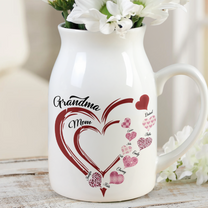 Heart Grandkid Name - Personalized Ceramic Flower Vase