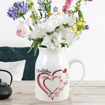 Heart Grandkid Name - Personalized Ceramic Flower Vase