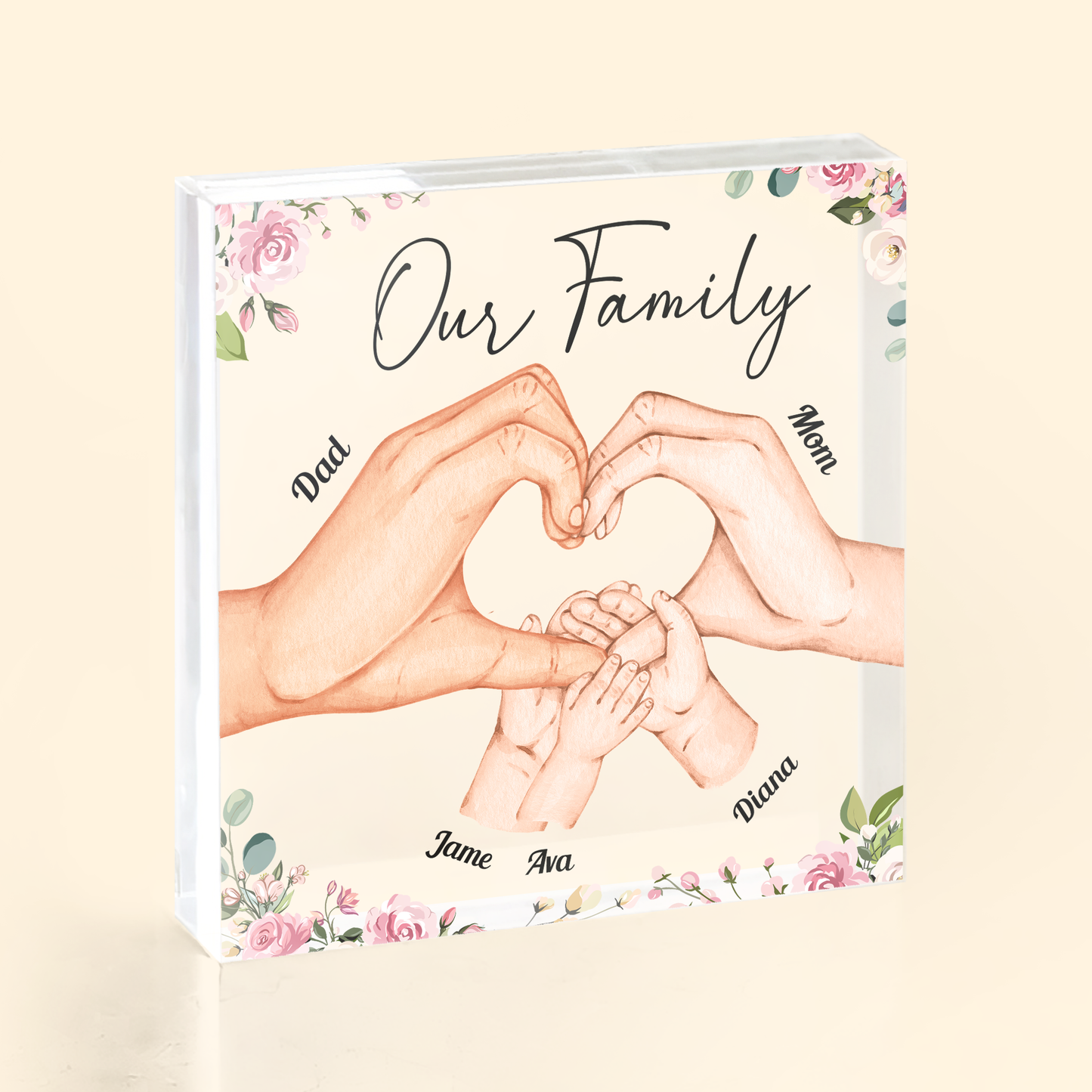 Heart Holding Hands Parents - Custom Shaped Square-Shaped Acrylic Plaque