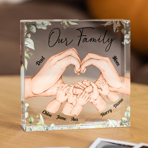 Heart Holding Hands Parents - Custom Shaped Square-Shaped Acrylic Plaq ...