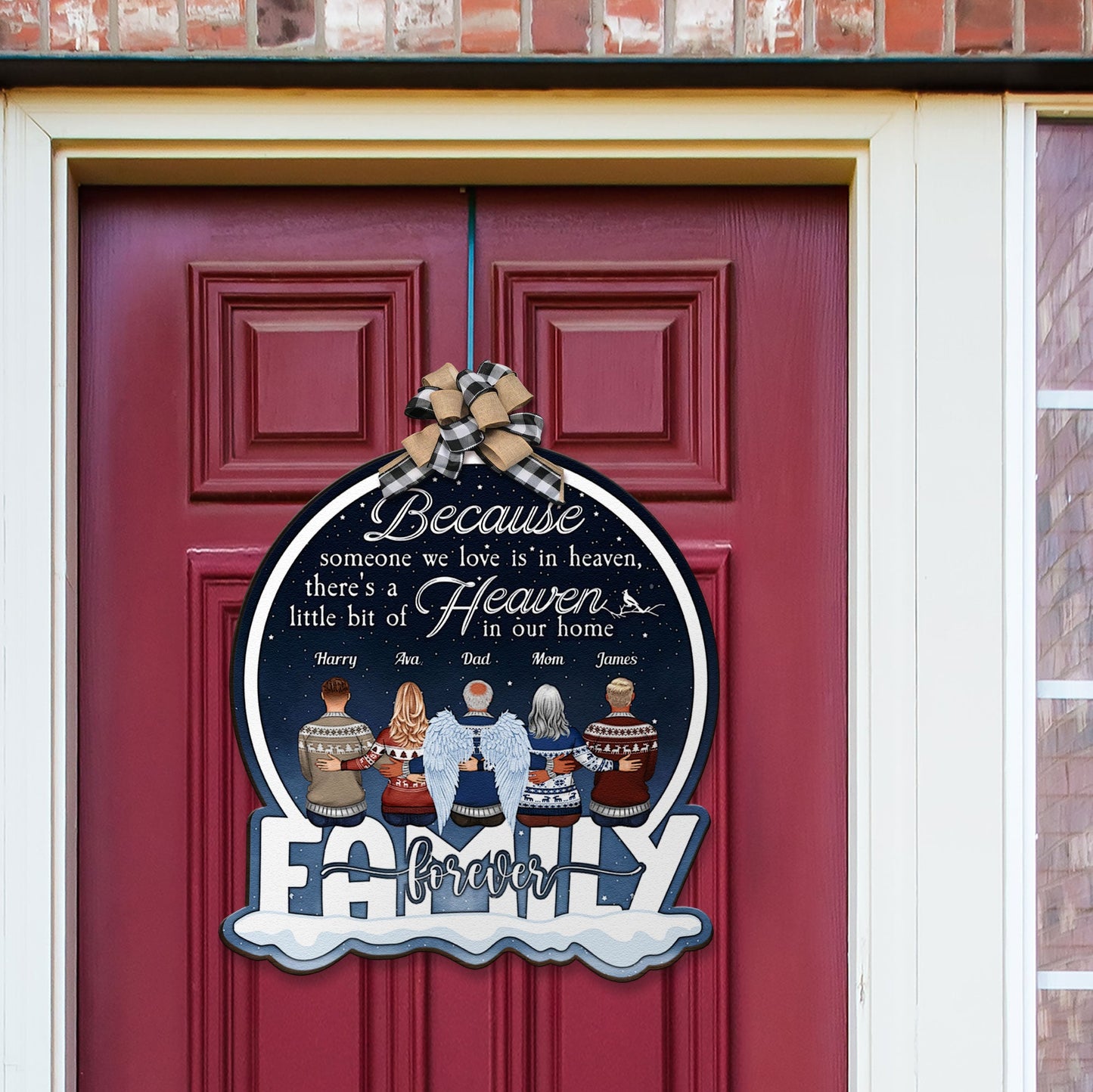 Heaven In Our Home - Personalized Custom Shaped Wood Sign