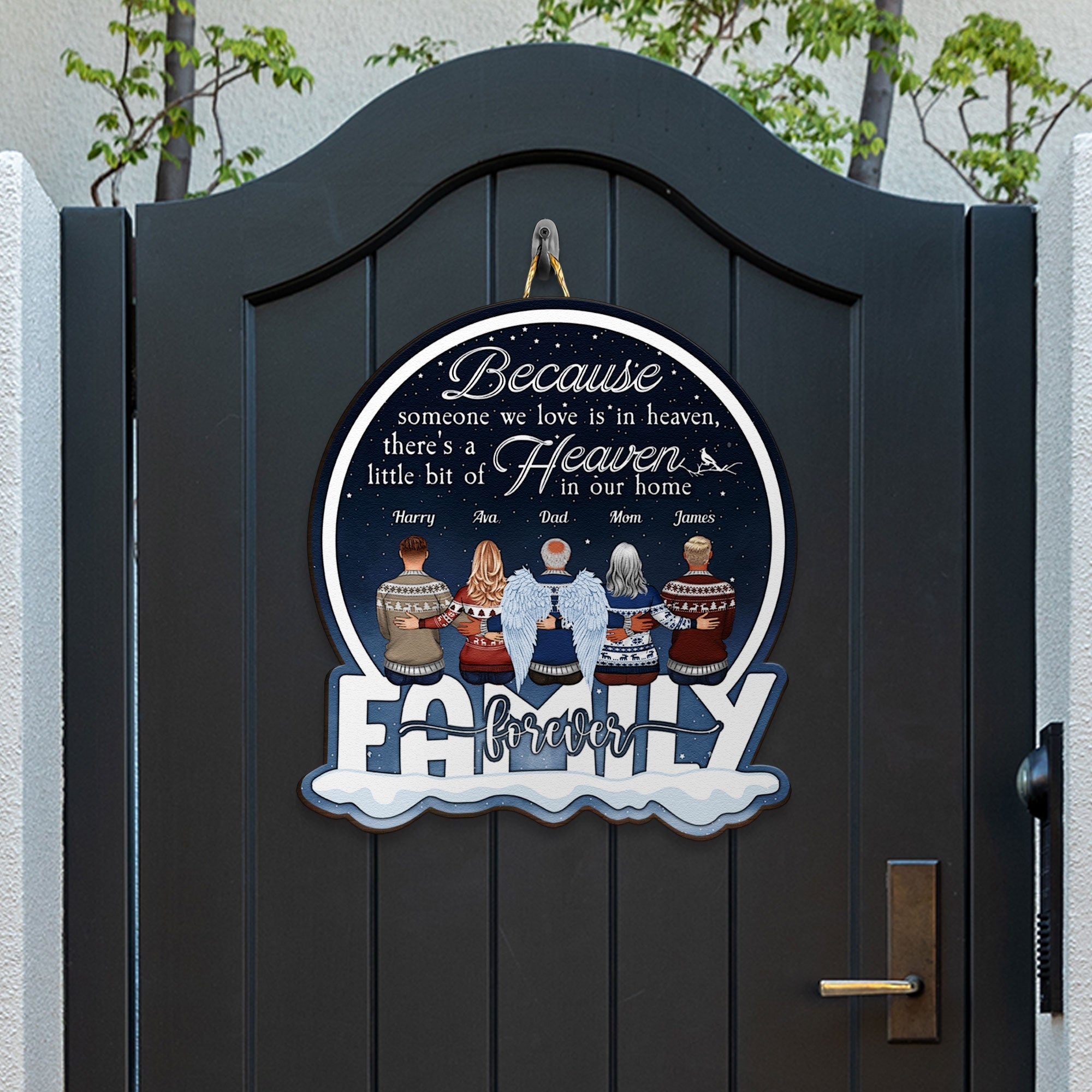Heaven In Our Home - Personalized Custom Shaped Wood Sign