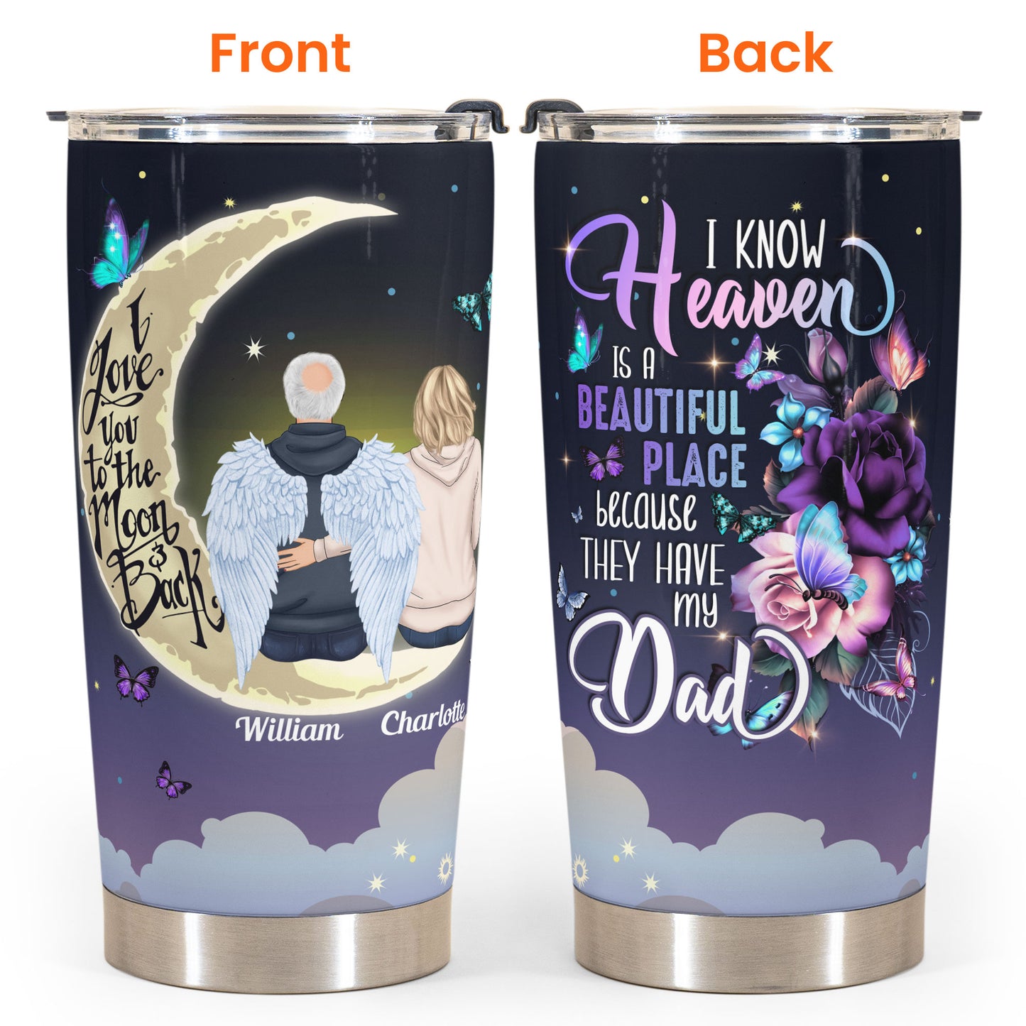 Heaven Is A Beautiful Place - Personalized Tumbler Cup - Memorial Gift For Family Members
