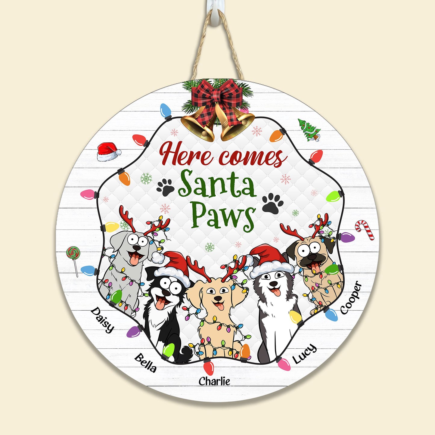 Here Comes Santa Paws - Personalized Wood Sign